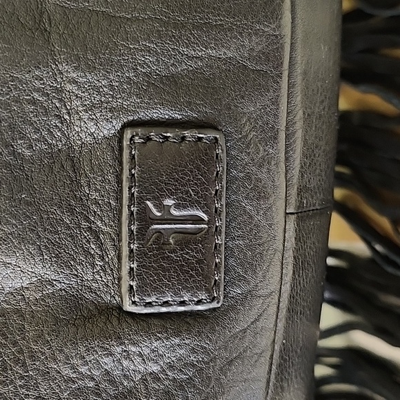 Frye Vivian Leather Fringe Tote Bag black  fringe trim - Picture 7 of 15